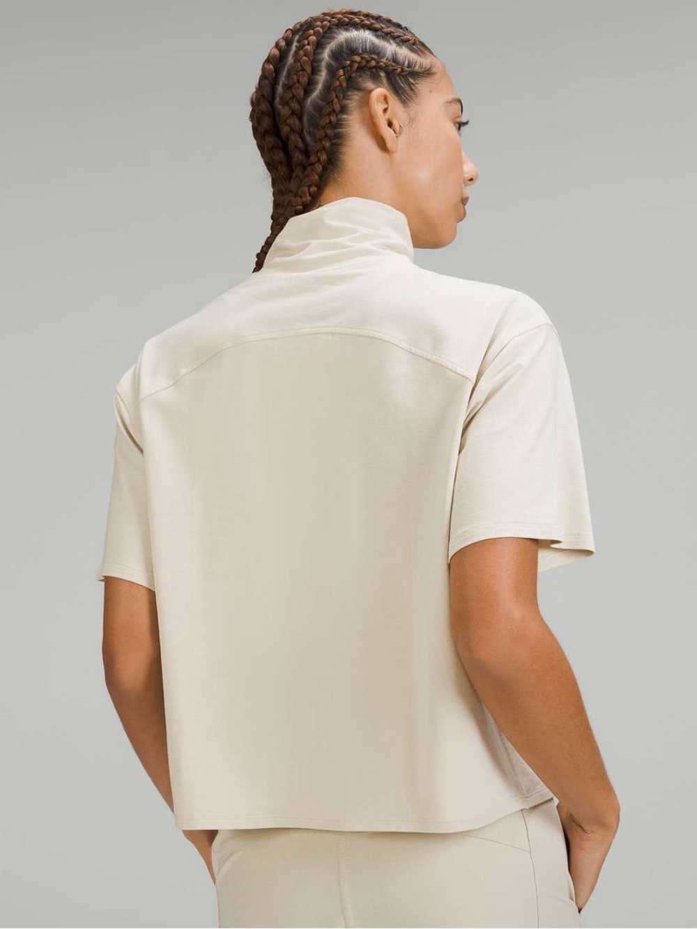 Lululemon Relaxed Fit Cotton-Blend Turtleneck T-Shirt Top Natural Ivory Size 6 - Picture 2 of 6